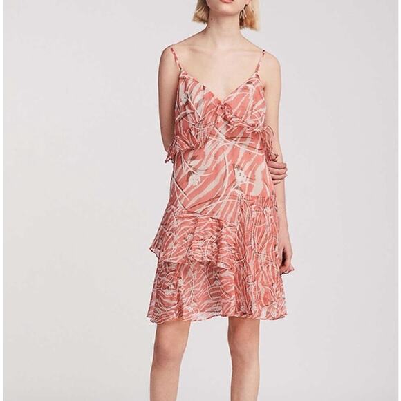 ALLSAINTS Enya Kazuno Pink Floral Ruffle Tiered Mini Dress- Size 4 - Picture 2 of 7